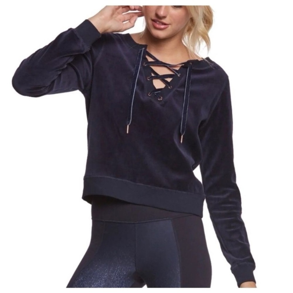 Betsey Johnson Navy Lace-Up Sweatshirt